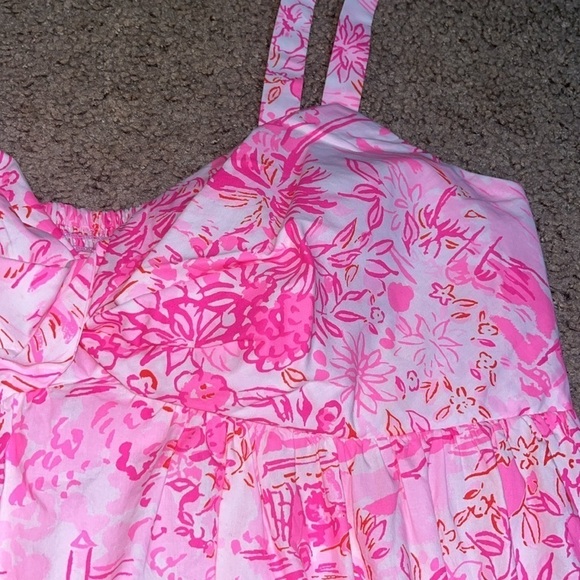 Lilly Pulitzer Azora Cotton Midi Dress‎ Peony Pink Seaside Scene 14 - Picture 7 of 14